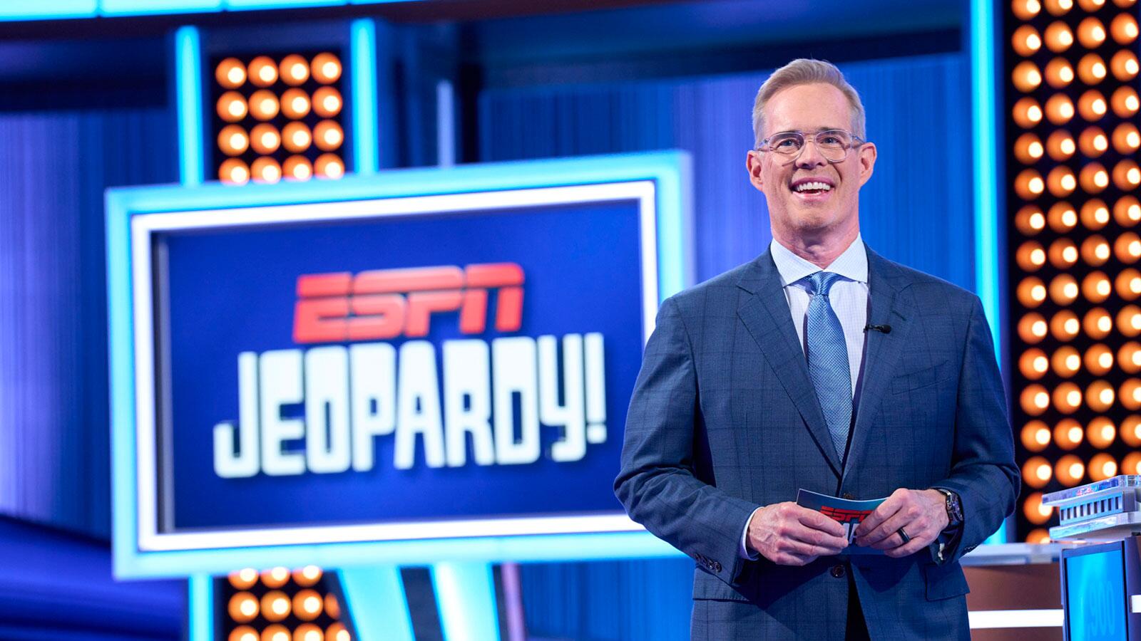 Joe Buck on the set of ESPN Jeopardy!